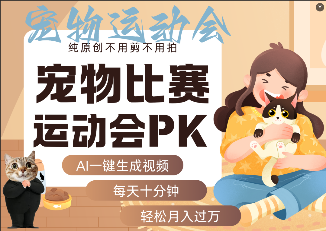 AI萌宠运动员跳水 射击 篮球 足球比赛 每天十分钟 附详细提示词文案库 代替做素材 卖提示词 卖虚拟资料 卖宠物产品 做宠物私人定制产品 带徒弟 带陪跑 卖课 创作者分成 月入5W+-晨鑫项目库