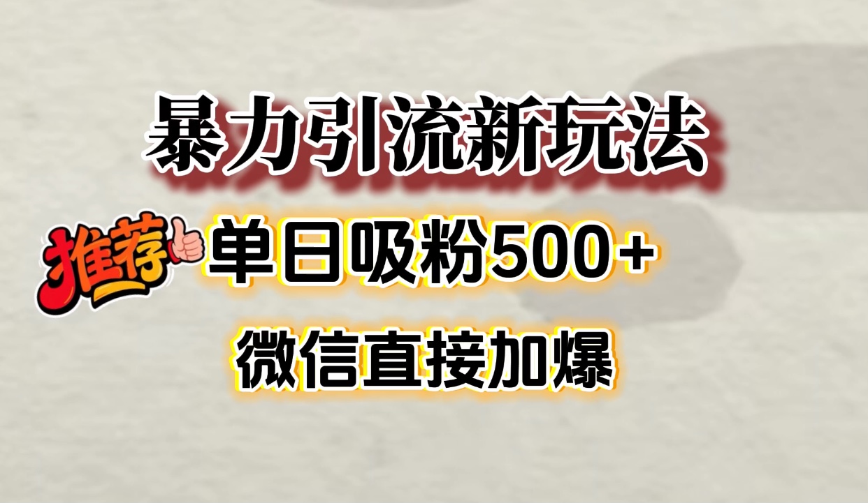 微信加爆的引流超级方法，单日吸粉500➕-晨鑫项目库