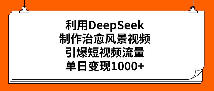 利用DeepSeek制作，治愈风景视频，引爆短视频流量，单日变现1000+-晨鑫项目库