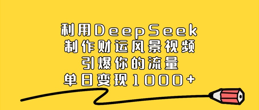 利用DeepSeek制作财运风景视频，引爆流量，单日变现1000+-晨鑫项目库