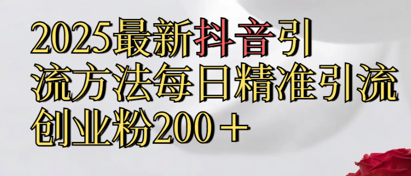 2025最新抖音引流,方法每日精准引流创业粉300＋-晨鑫项目库