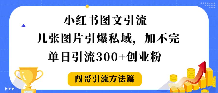小红书图文引流，几张图片引爆私域加不完，单日引流300＋创业粉-晨鑫项目库