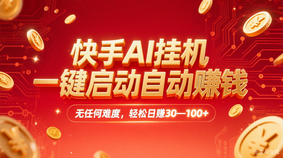 快手AI,一键启动自动赚钱 无任何难度,轻松一天30—100+-晨鑫项目库