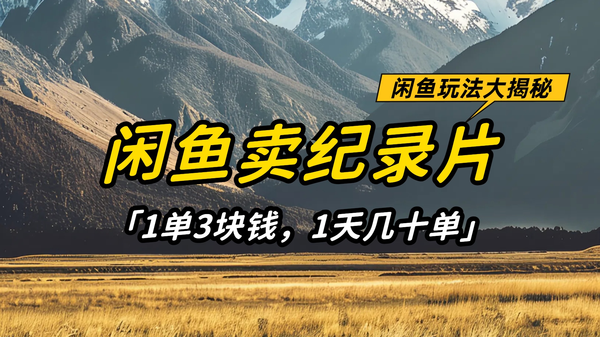 闲鱼卖纪录片1单3块钱,1天几十单,项目稳定有潜力-晨鑫项目库