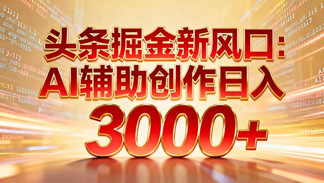 头条掘金新风口：AI辅助创作日入3000+，矩阵玩法当天启动隔天见效-晨鑫项目库