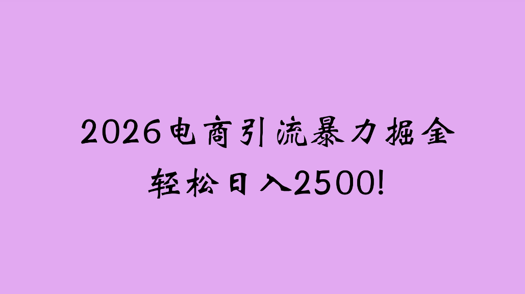 2026电商引流新玩法，日引200，日可入2500+-晨鑫项目库