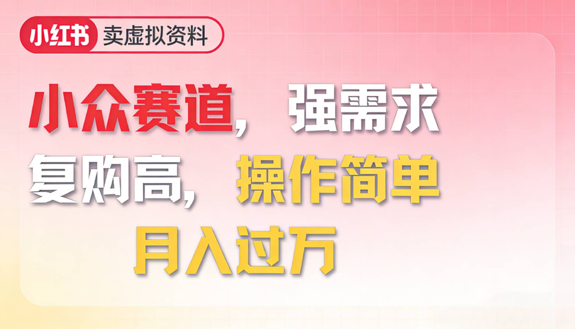2026年就做小众赛道，强需求，复购高，月入过万，操作简单-晨鑫项目库