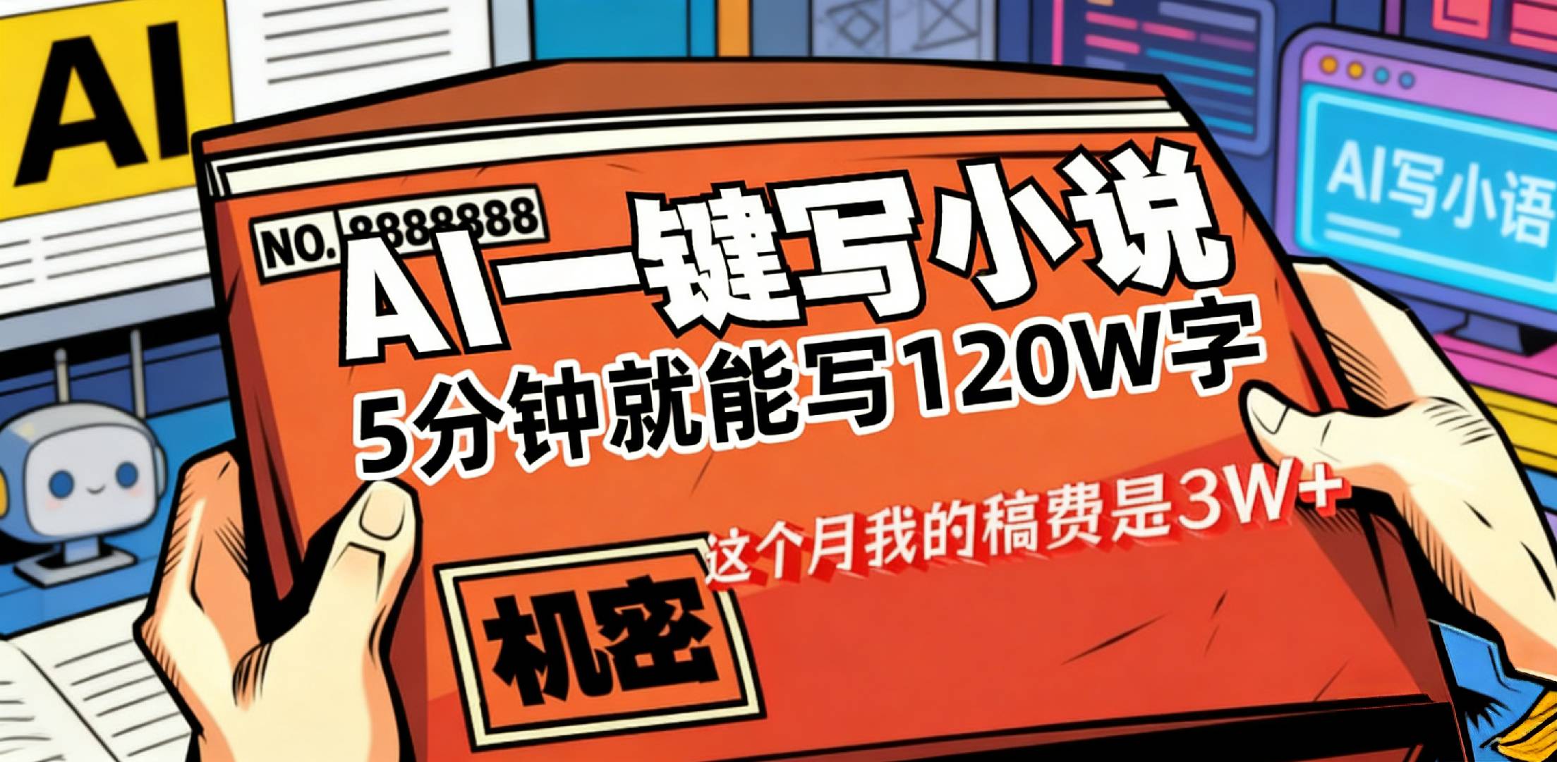 这个月我的稿费又是3W+，用AI写小说真的是太牛了，5分钟就能120W字-晨鑫项目库