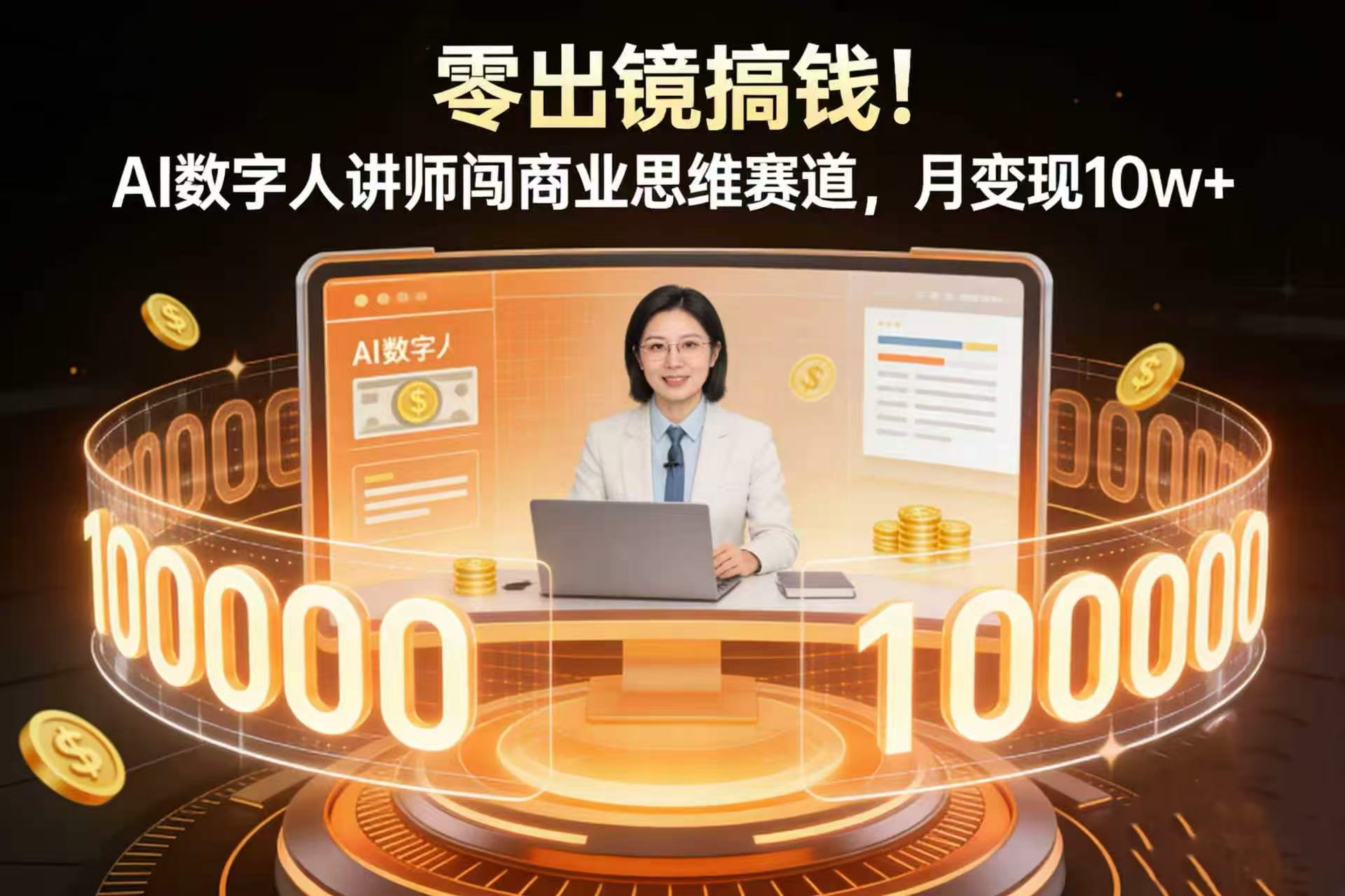 零出镜搞钱！AI 数字人讲师闯商业思维赛道，月变现 10w+-晨鑫项目库