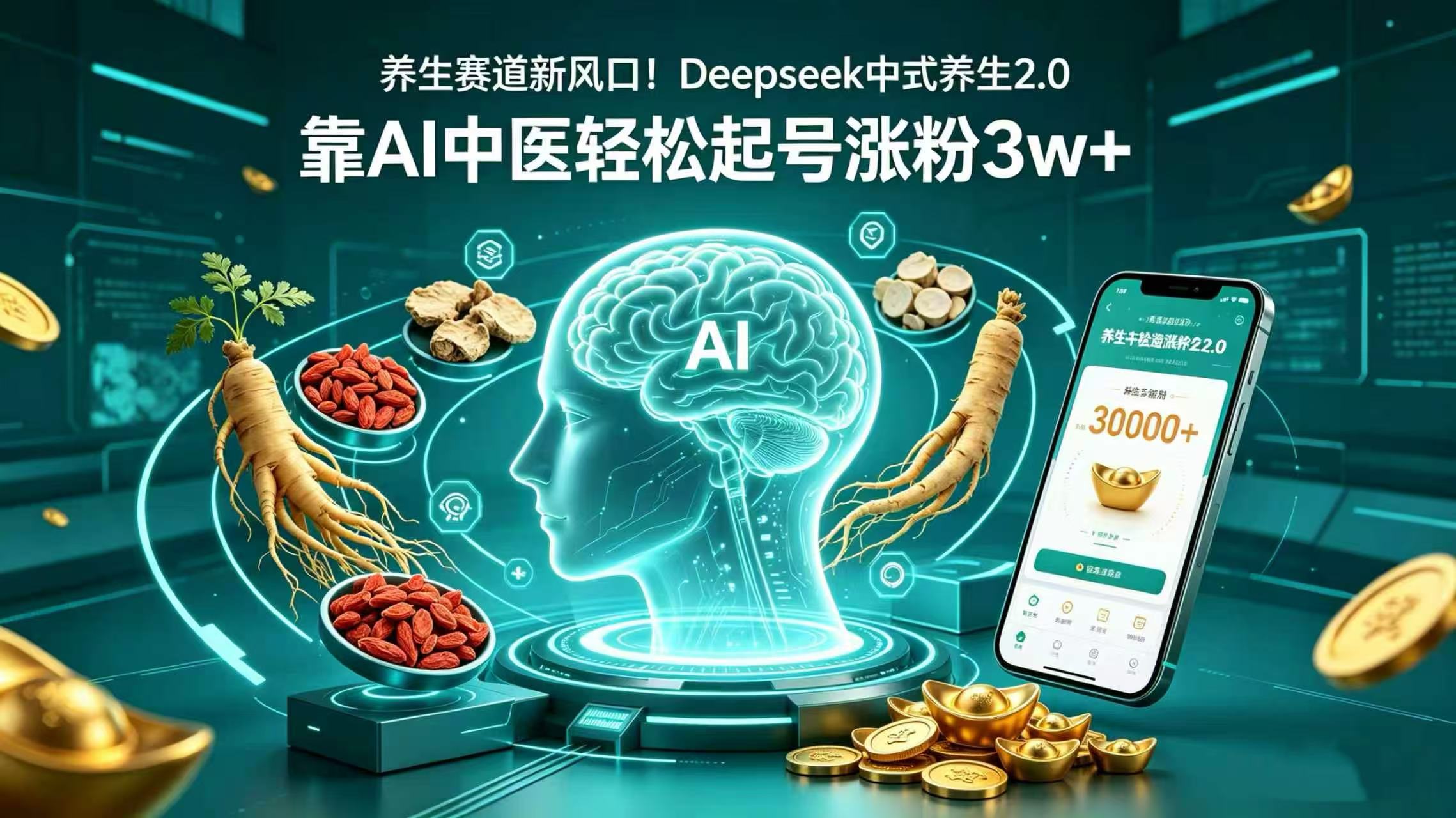 养生赛道新风口！Deepseek 中式养生 2.0，靠 AI 中医轻松起号涨粉 3w+-晨鑫项目库