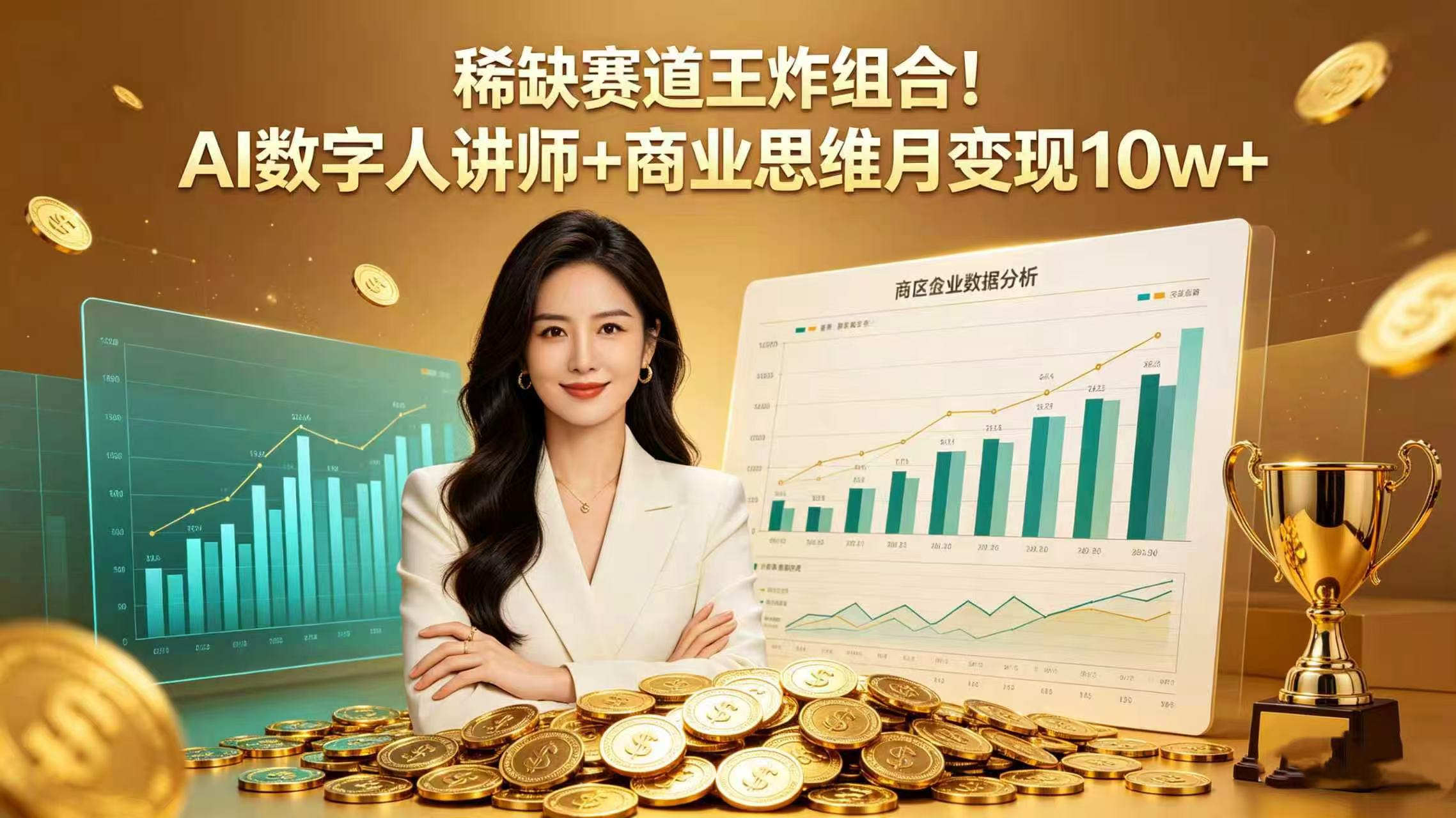 稀缺赛道王炸组合！AI 数字人讲师 + 商业思维 月变现 10w+-晨鑫项目库