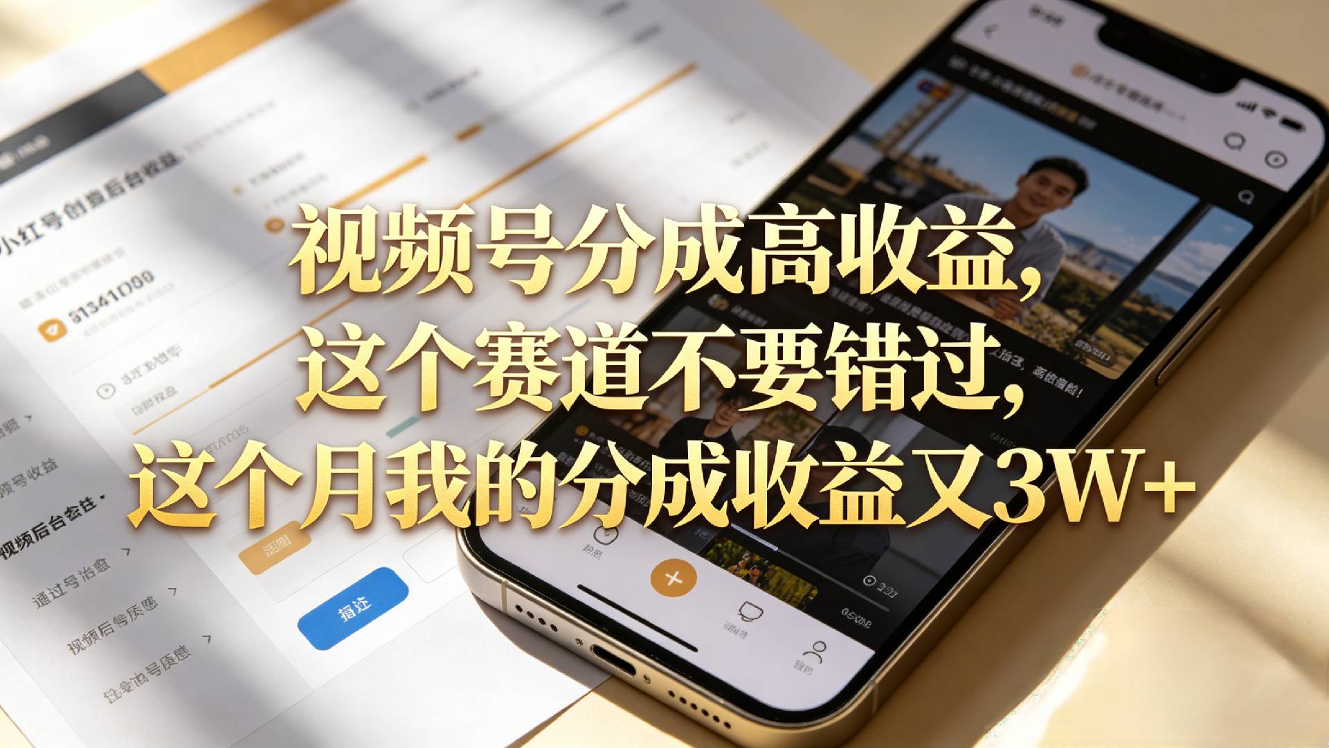 想要【视频号分成高收益】，这个赛道不要错过，这个月我的分成收益又3W+-晨鑫项目库