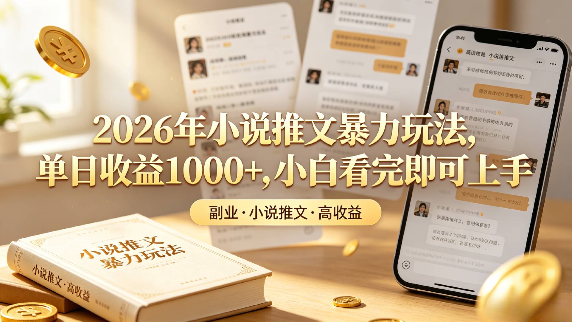 2026年小说推文暴力玩法,单日收益1000+,小白看完即可上手-晨鑫项目库
