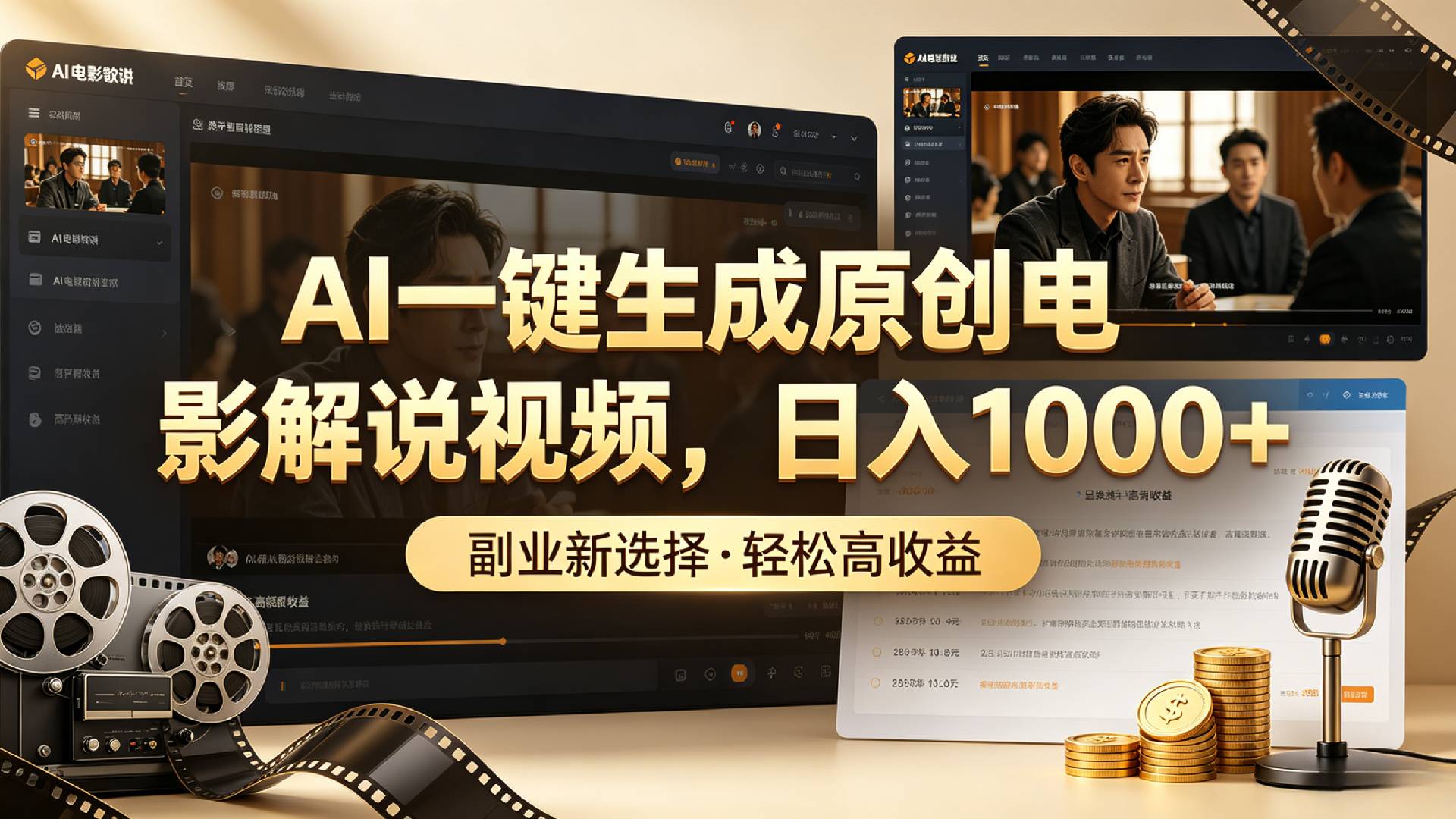 AI一键生成原创电影解说视频，日入1000+！-晨鑫项目库