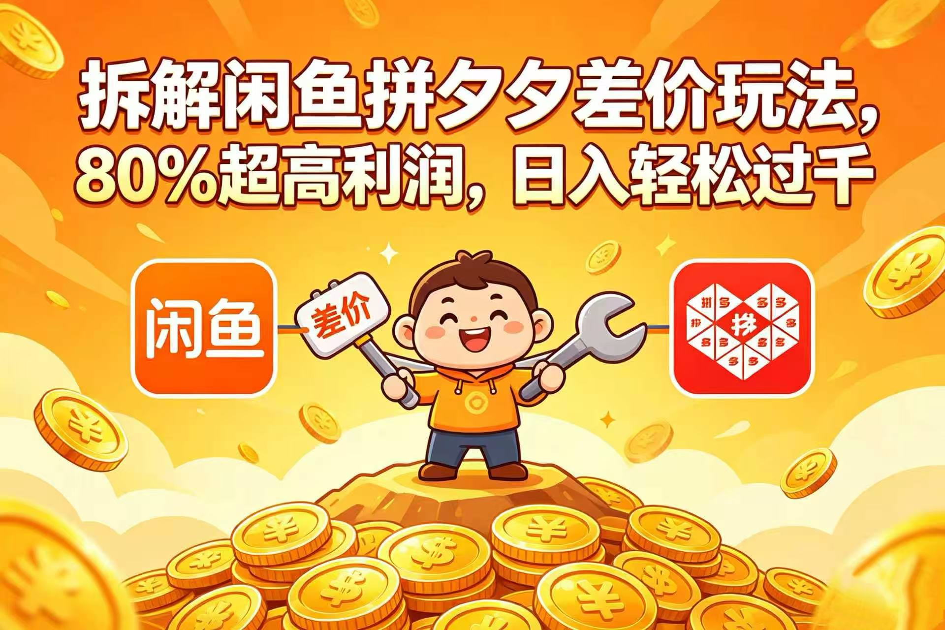 拆解闲鱼拼夕夕差价玩法，80% 超高利润，日入轻松过千-晨鑫项目库